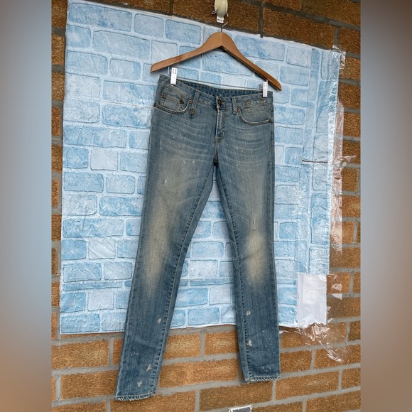 R13 Distressed Washed Paint Splatter jeans size 27 - Picture 3 of 16